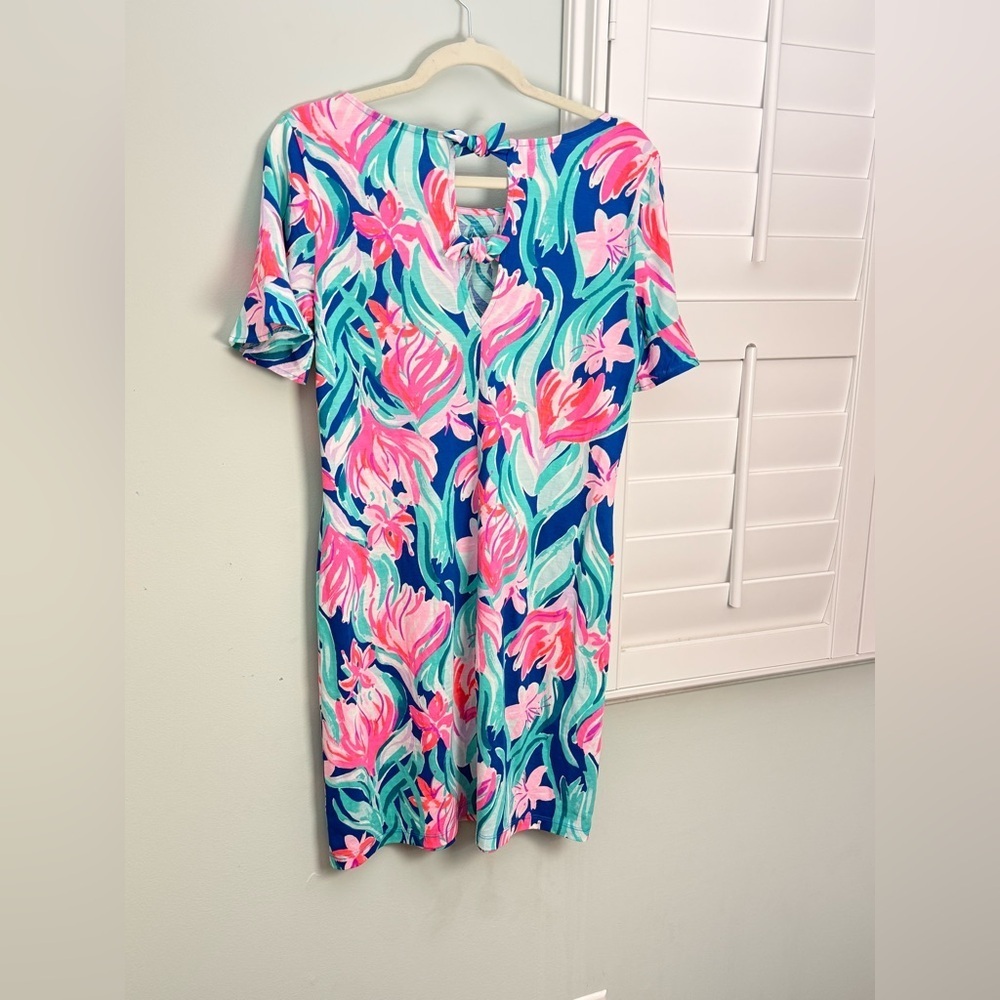 Lilly Pulitzer Mellorie Floral Pima Cotton Shift Dress Short Sleeve Medium - Picture 7 of 10
